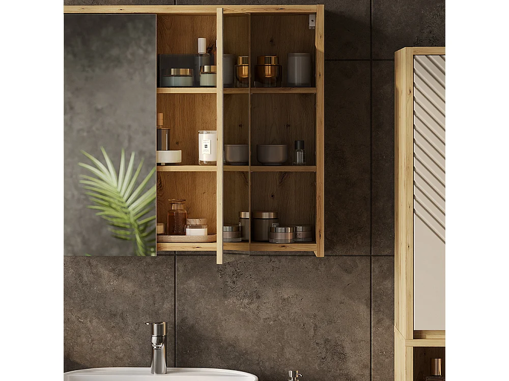 Armoire de toilette cachemire/chêne artisan 80x18x75 viola