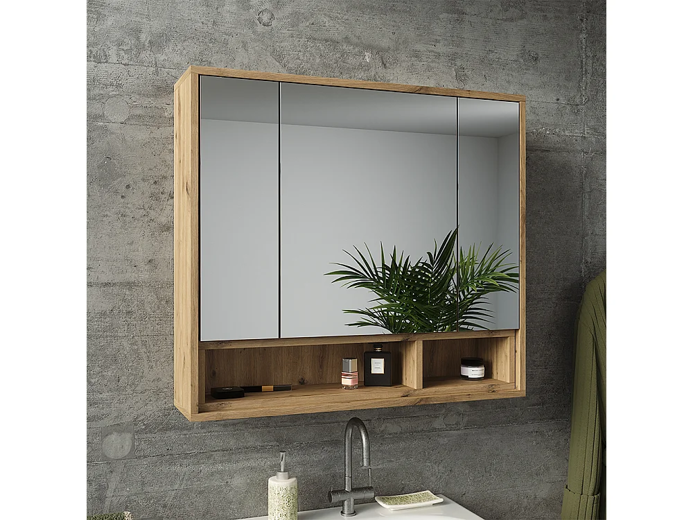 armoire à miroir cachemire/chêne artisan 80x20x72 beatrice