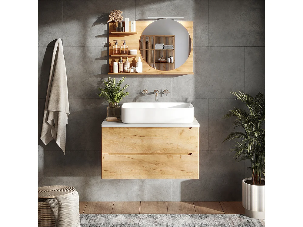 Étagère à miroir chêne 80x13.5x50 avena