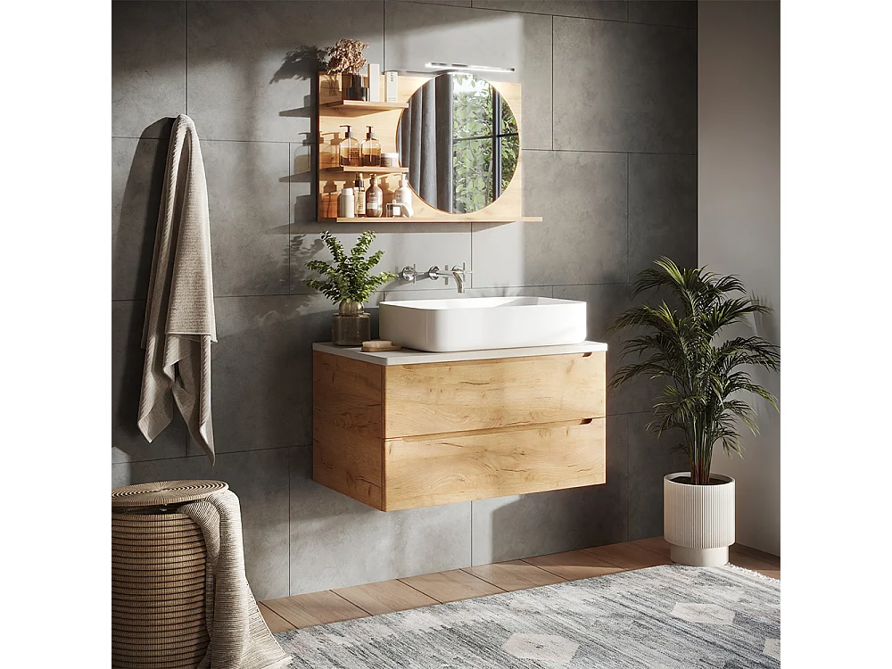 Étagère à miroir chêne 80x13.5x50 avena