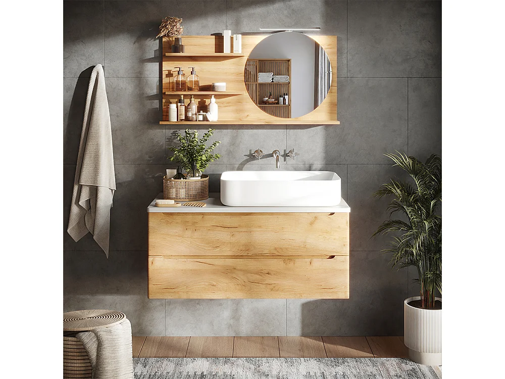 Étagère à miroir chêne 100x13.5x50 avena