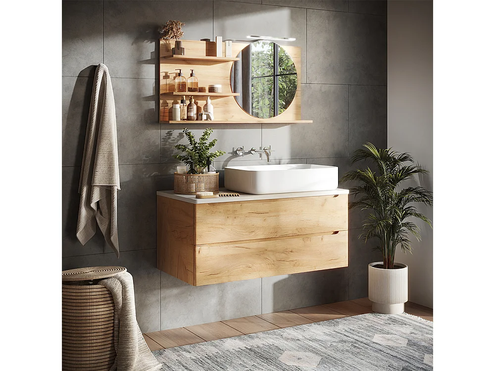 Étagère à miroir chêne 100x13.5x50 avena