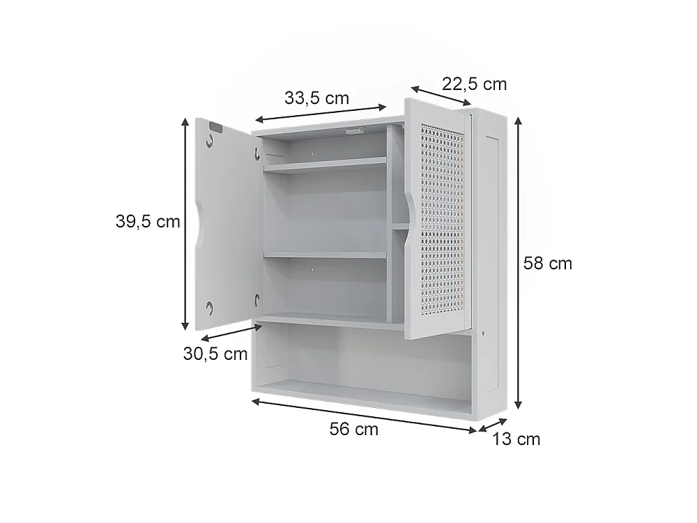 Badkamerspiegelkast wit 56x13x58 liora