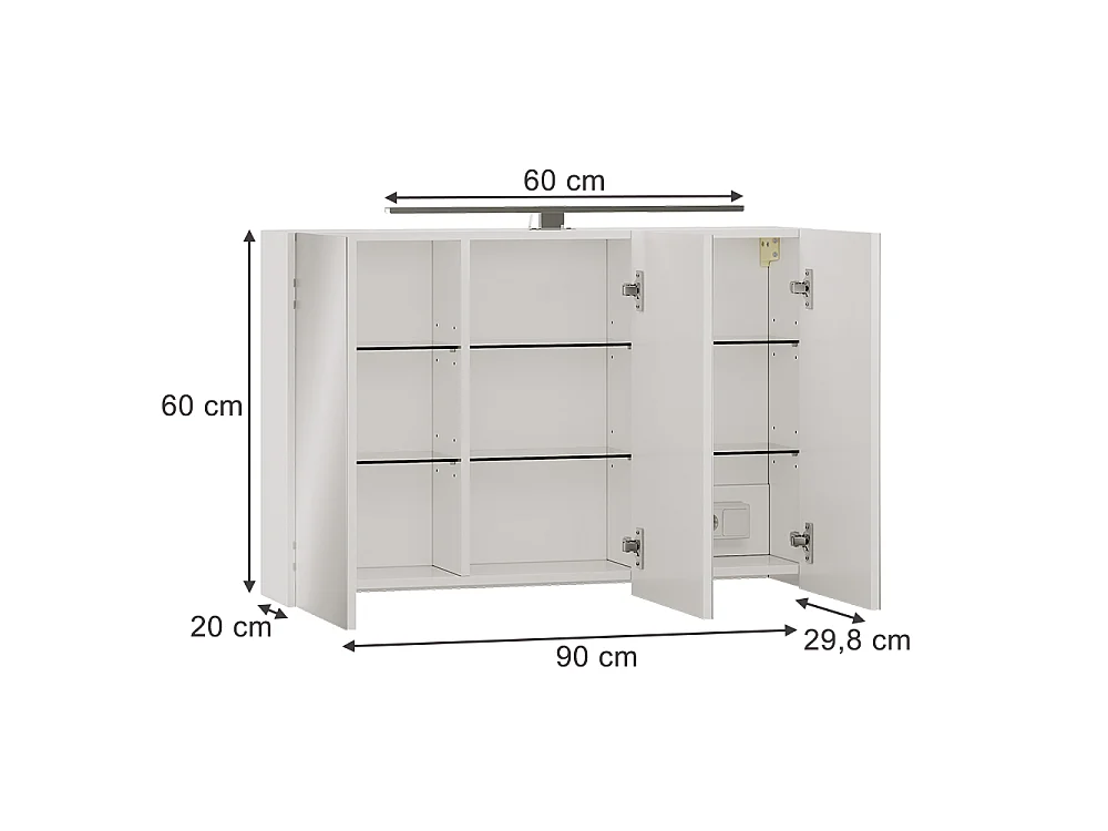 Armario con espejo para baño blanco 90x20x60 lavio