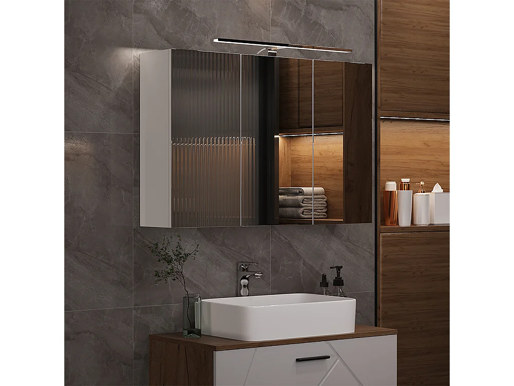 Armario con espejo para baño blanco 90x20x60 lavio