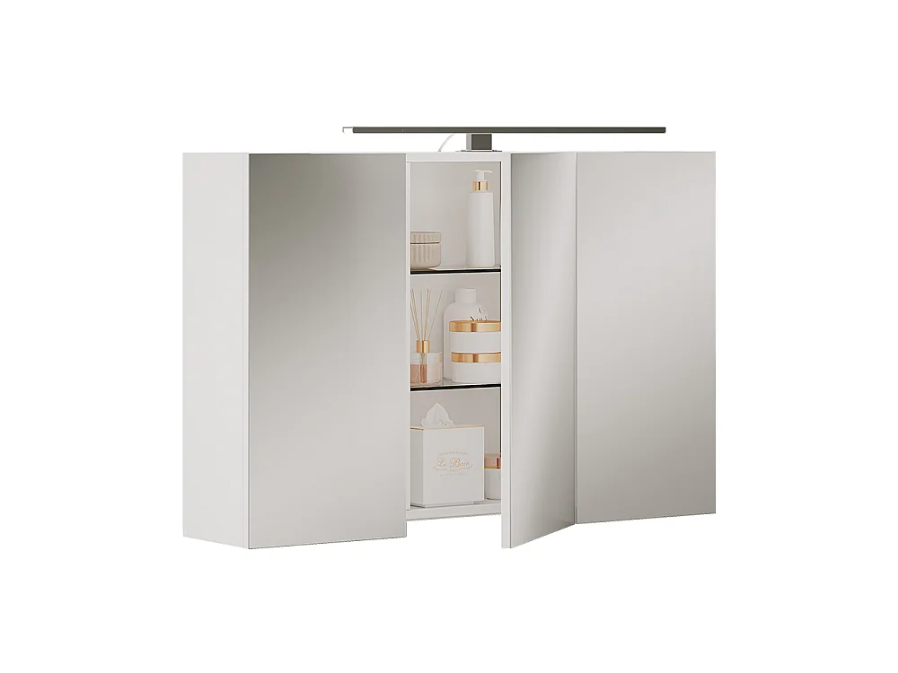 Armario con espejo para baño blanco 90x20x60 lavio
