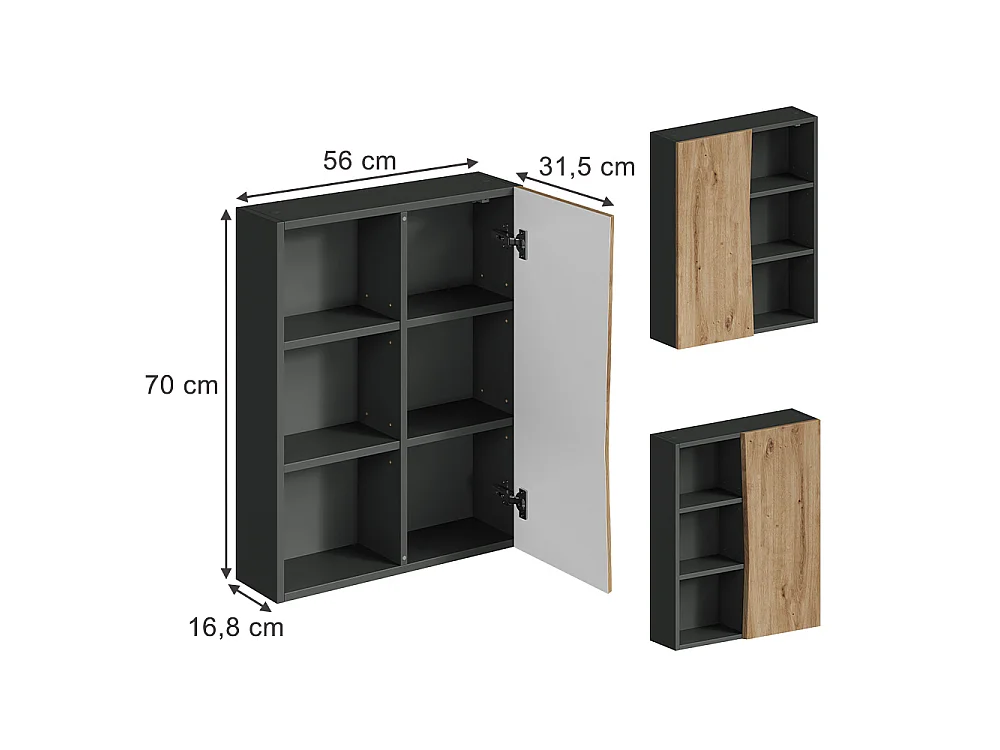 Armario de baño artesano 56x16.8x70 willow