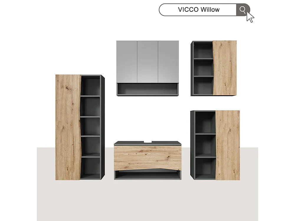 Armario de baño artesano 56x16.8x70 willow