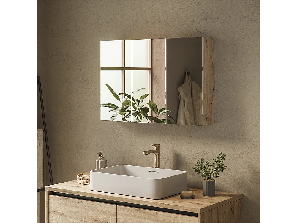 Armoire de toilette chêne artisan 90x17x60.2 lavia