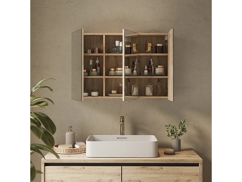 Armoire de toilette chêne artisan 90x17x60.2 lavia