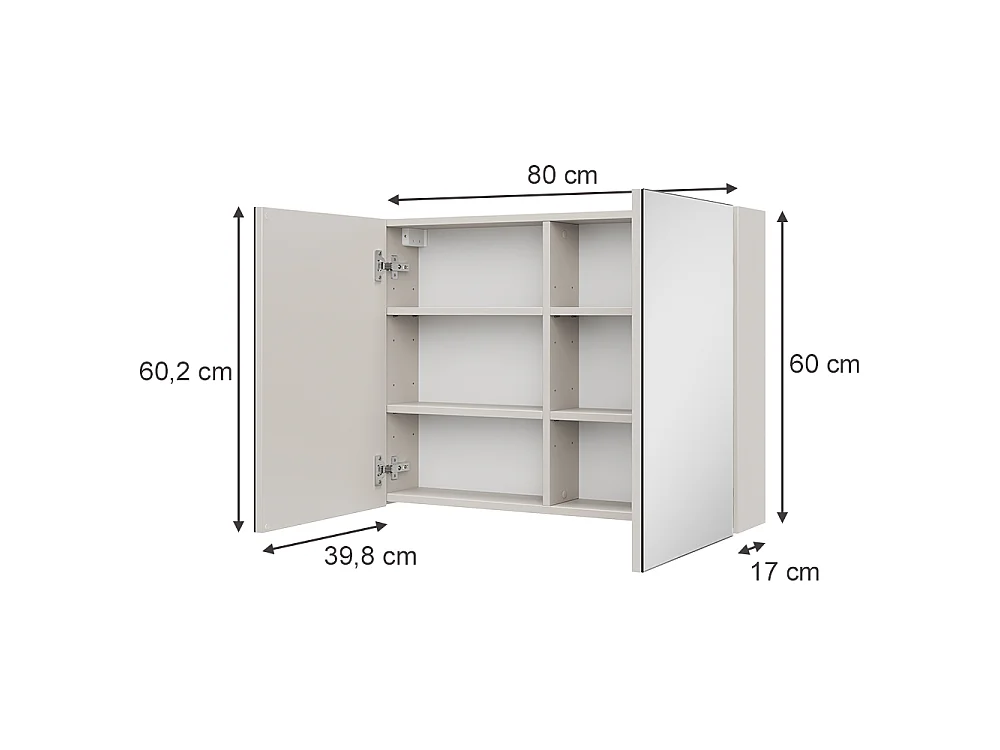 Armoire de toilette cachemire 80x17x60.2 lavia