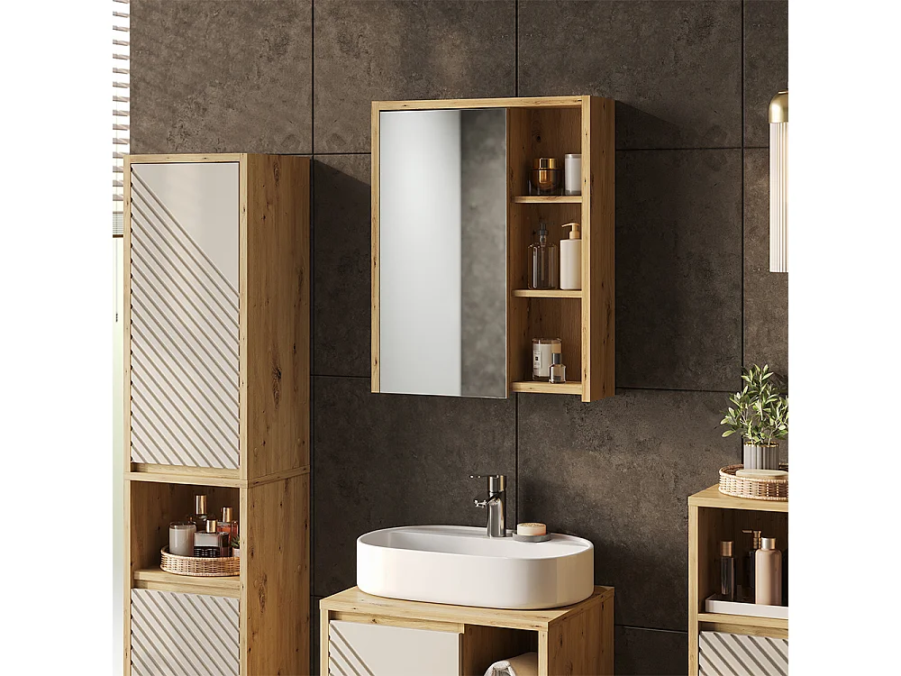 Armoire de toilette cachemire/chêne artisan 60x18x75 viola