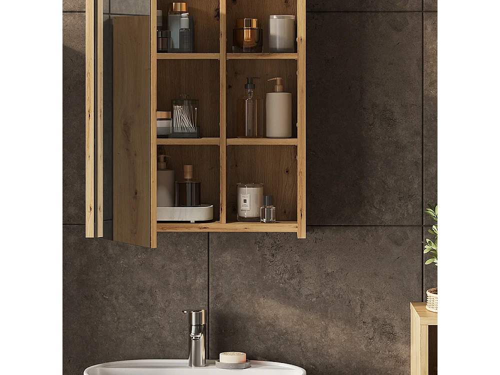 Armoire de toilette cachemire/chêne artisan 60x18x75 viola