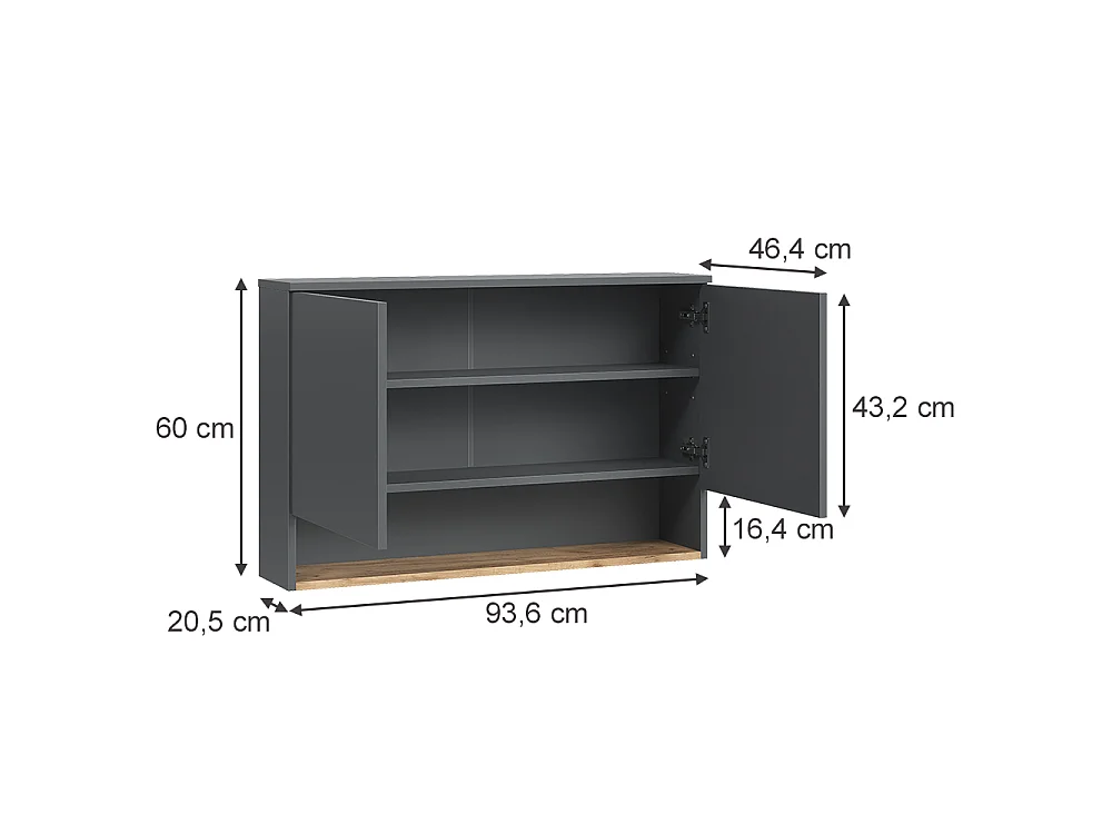 Armario de baño antracita/roble dorado 93.6x20.5x60 viktor