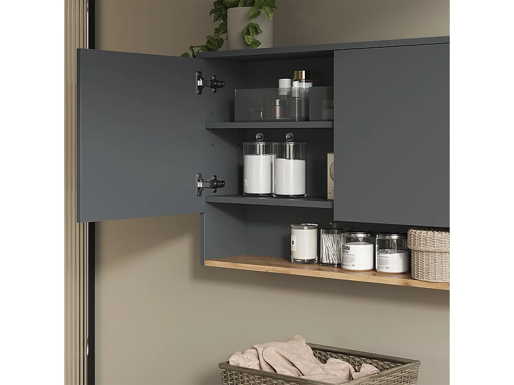 Armario de baño antracita/roble dorado 93.6x20.5x60 viktor