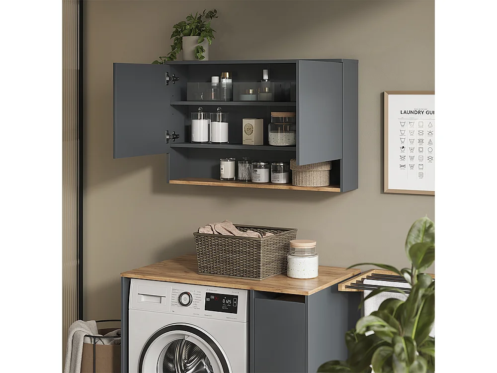 Armario de baño antracita/roble dorado 93.6x20.5x60 viktor