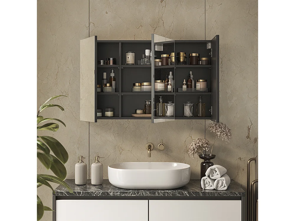 Armoire de toilette anthracite 100x17x60.2 lavia