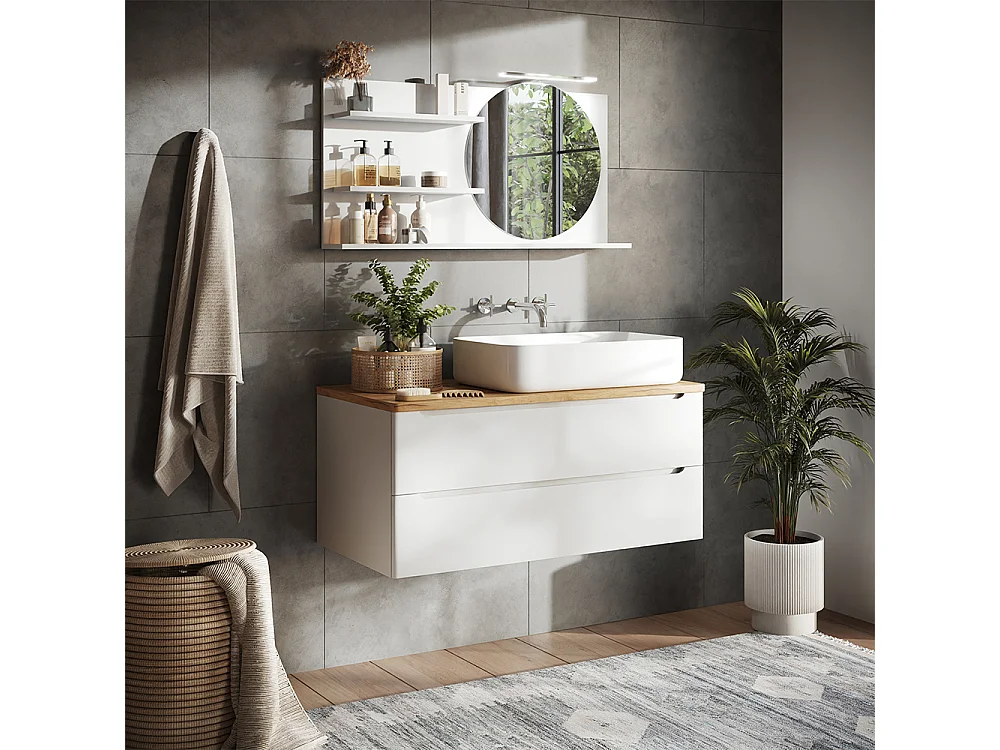 Spiegelregal  weiß 100x13.5x50 avena