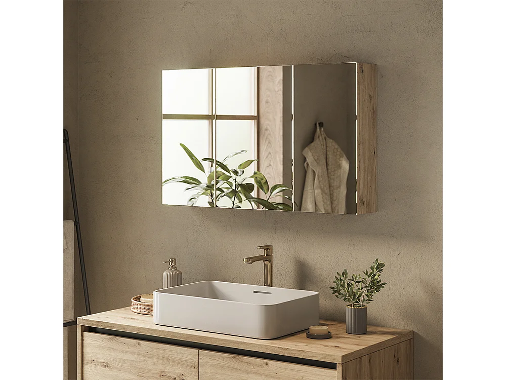 Armoire de toilette chêne artisan 100x17x60.2 lavia