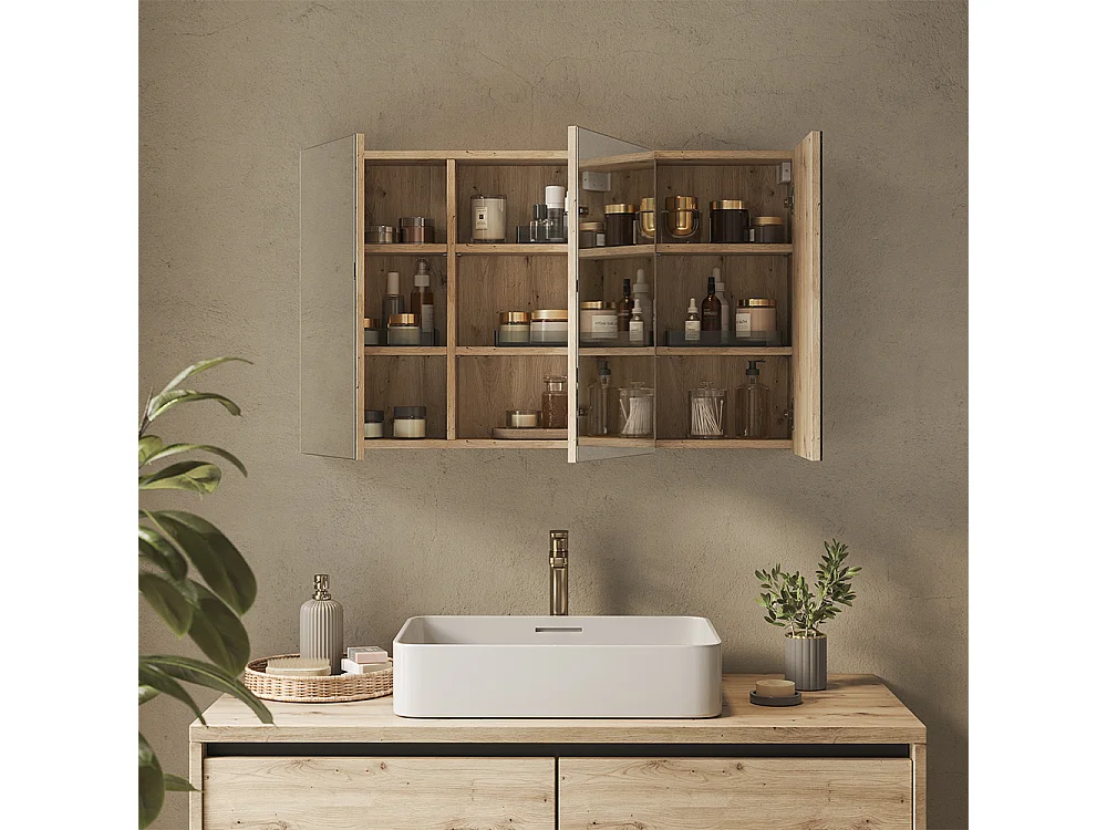 Armoire de toilette chêne artisan 100x17x60.2 lavia