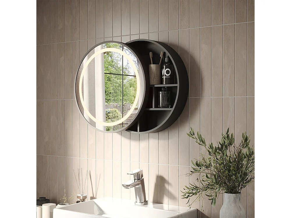 Armoire de toilette noir 50x13x50 silva