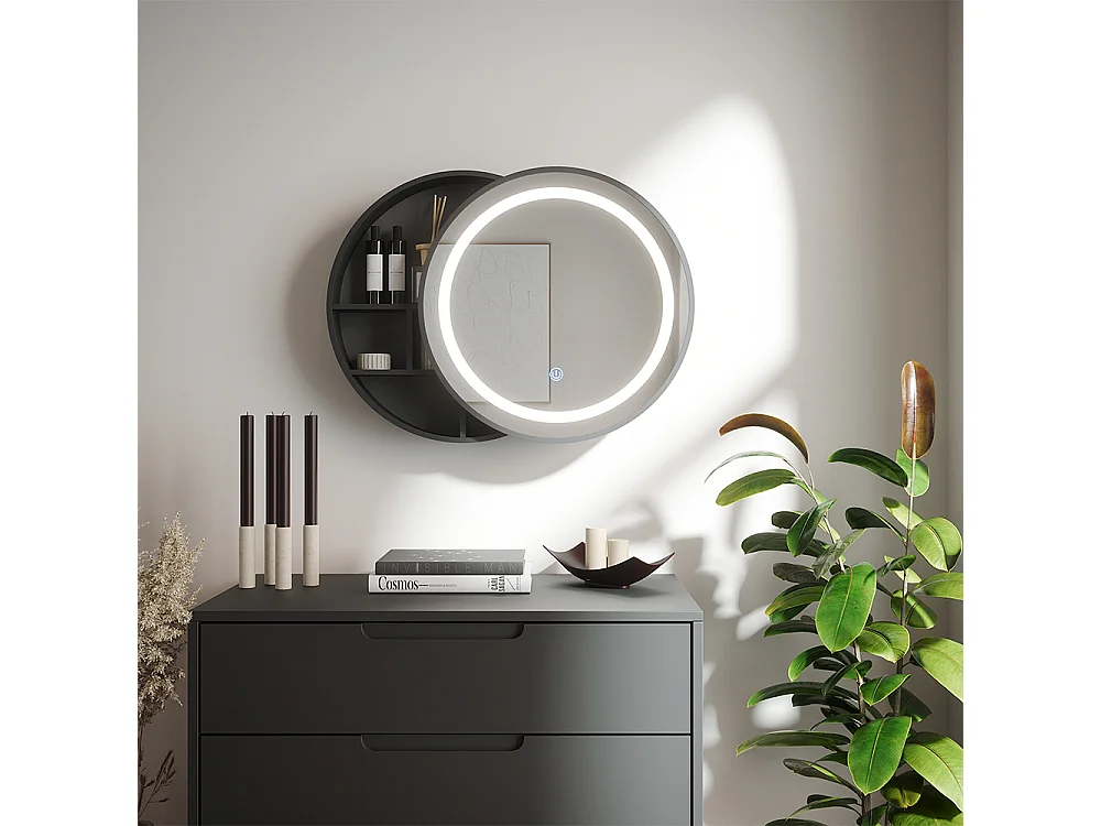 Armoire de toilette noir 50x13x50 silva
