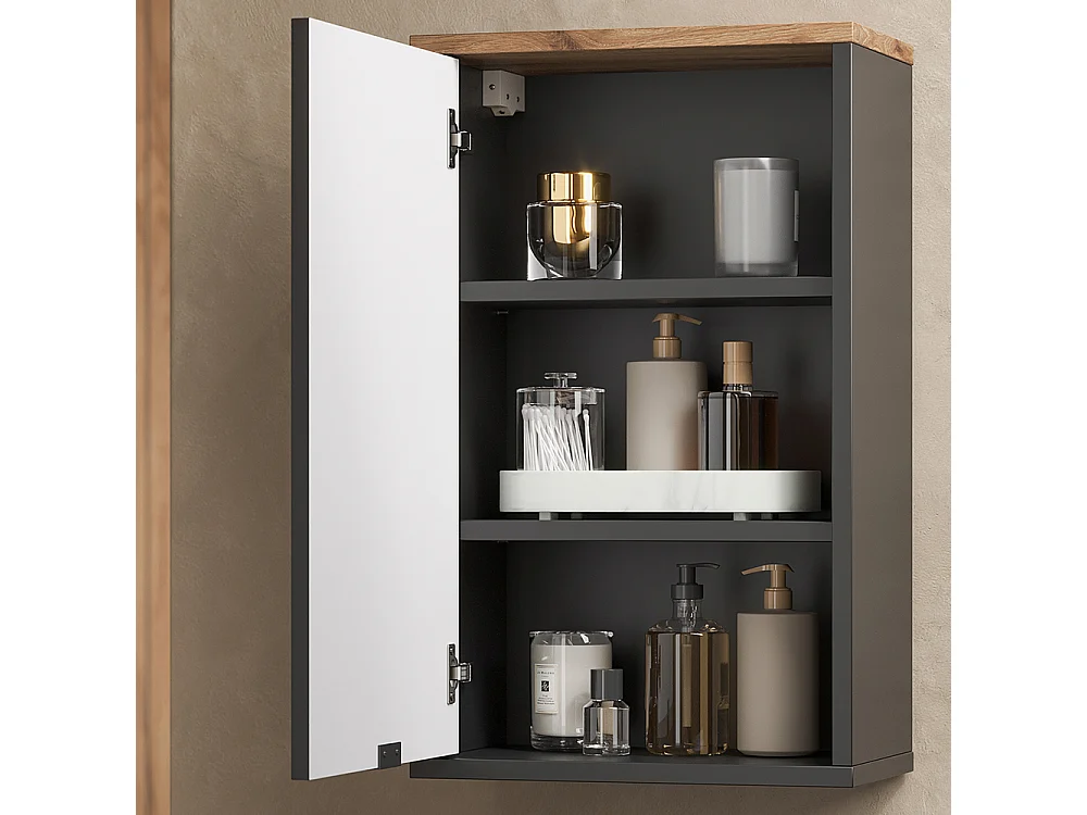 Armario de baño negro/roble vikingo 40x22.1x65 eliza