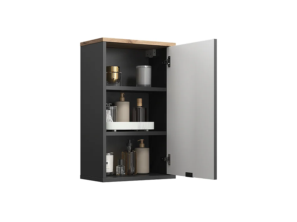 Armario de baño negro/roble vikingo 40x22.1x65 eliza