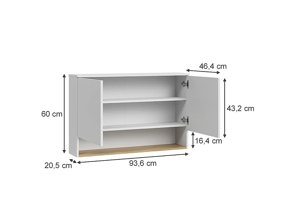 Armario de baño blanco/roble artesanal 93.6x20.5x60 viktor