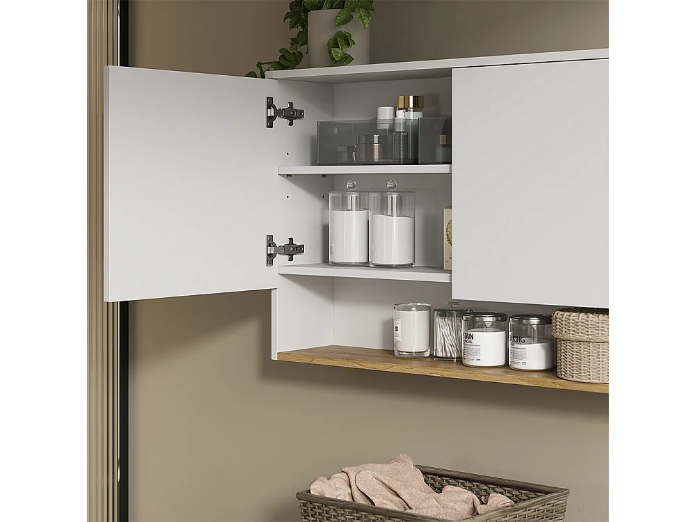 Armario de baño blanco/roble artesanal 93.6x20.5x60 viktor
