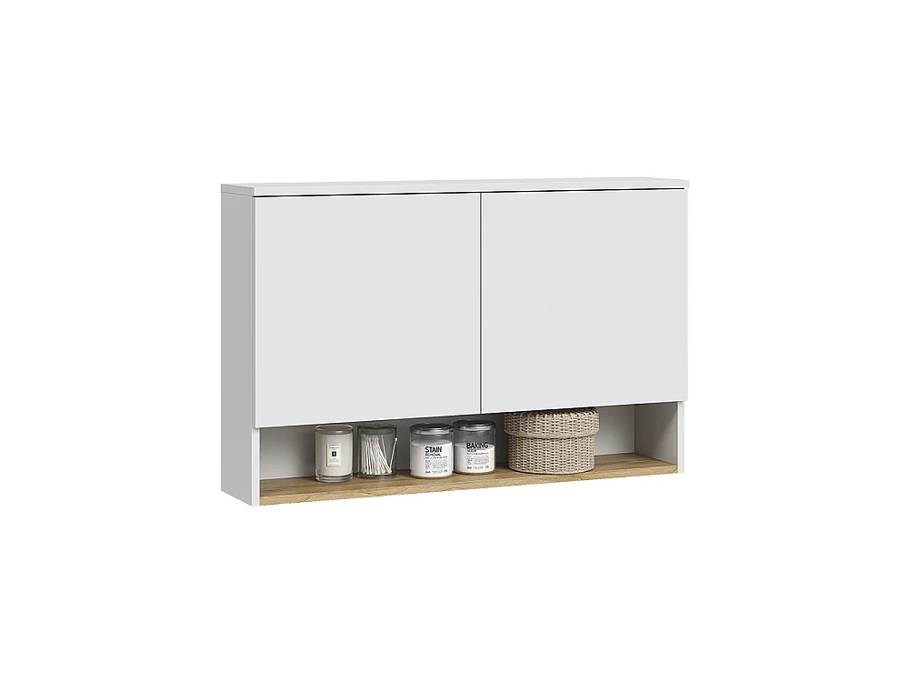 Armario de baño blanco/roble artesanal 93.6x20.5x60 viktor
