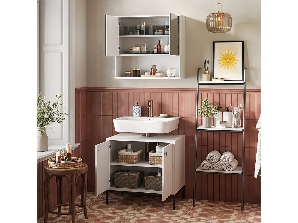Badkamerspiegelkast witte golf 70x22x65 eliza
