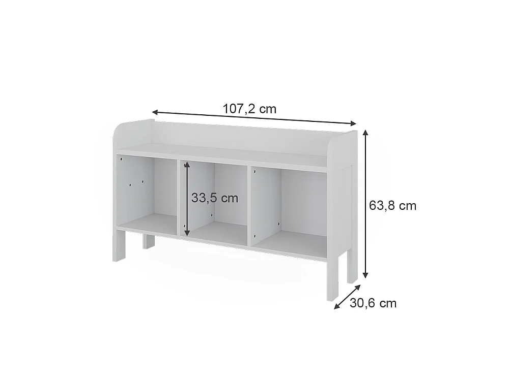 Kids shelf white 107.2x30.6x63.8 ajaton