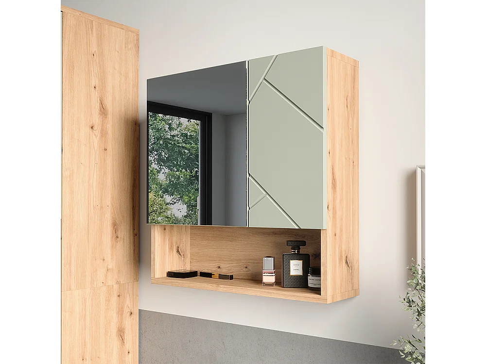 Armoire de toilette vert sauge 54x16.9x55 irma