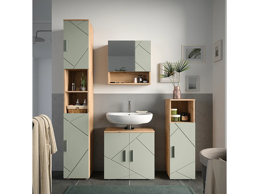 Armoire de toilette vert sauge 54x16.9x55 irma