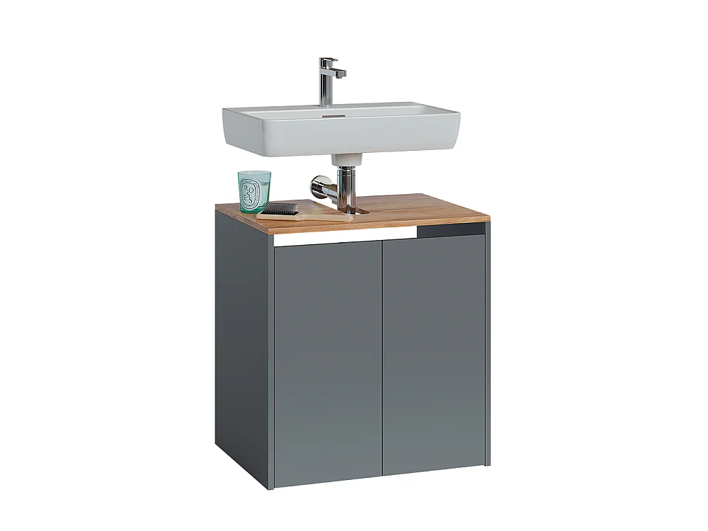 Meuble vasque simple anthracite/chêne doré 60.2x45.5x65 viktor