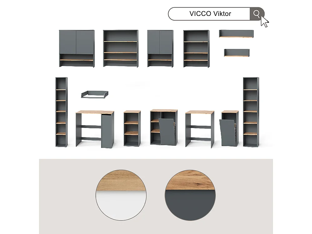 Meuble vasque simple anthracite/chêne doré 60.2x45.5x65 viktor