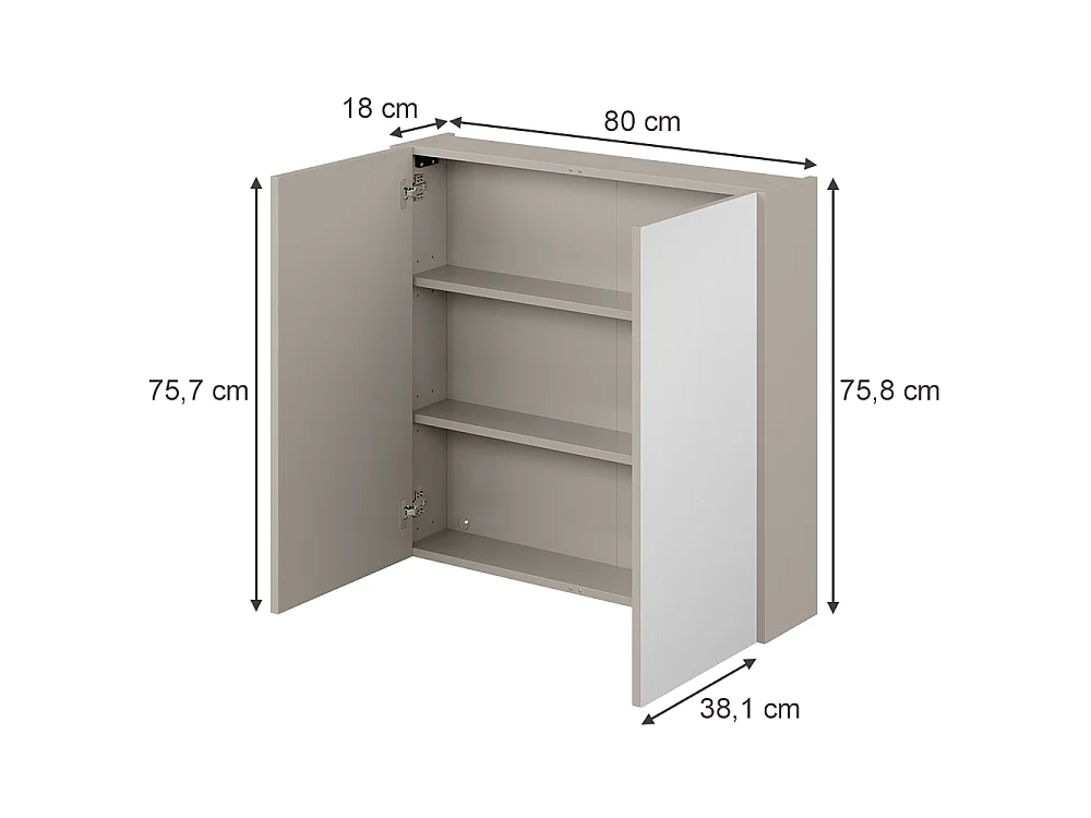 Armoire de toilette cachemire 80x18x75.8 ruford