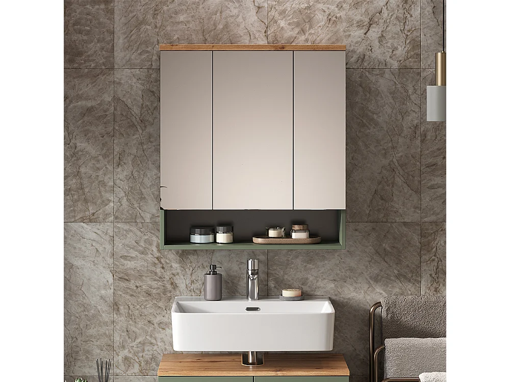 Armario con espejo para baño verde/artesano 70x21.7x77.5 eden