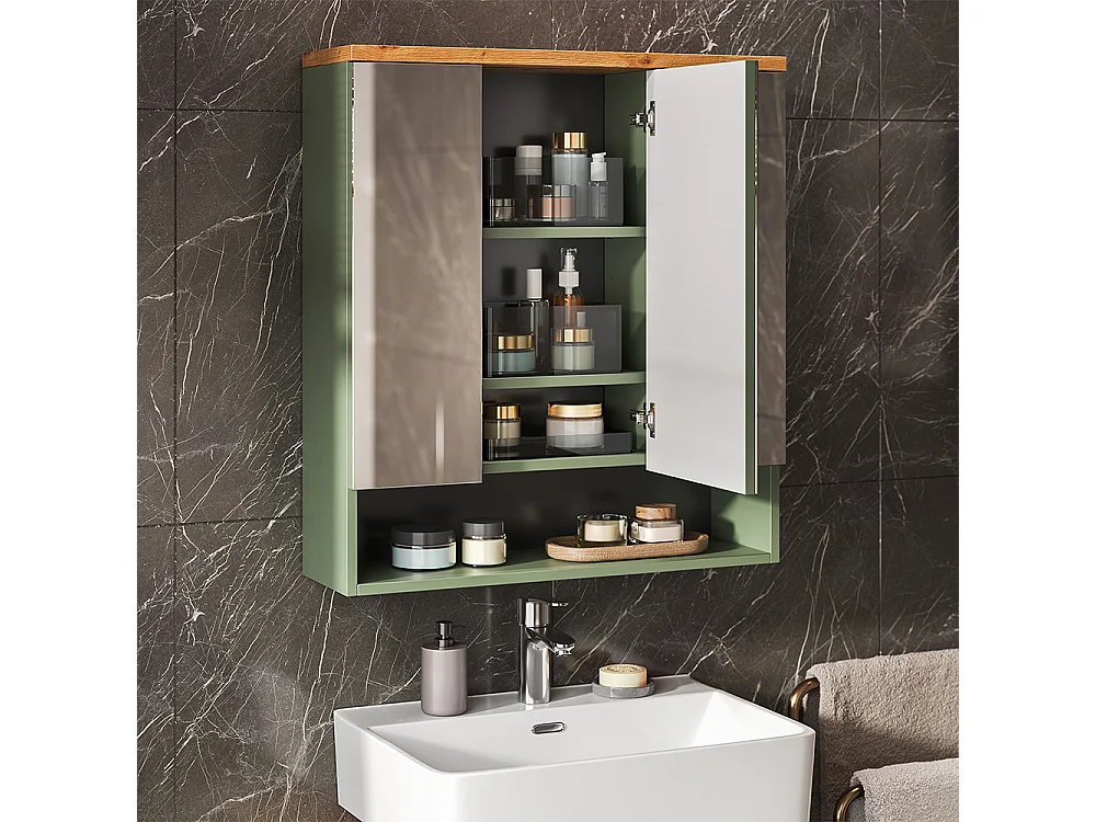 Armario con espejo para baño verde/artesano 70x21.7x77.5 eden