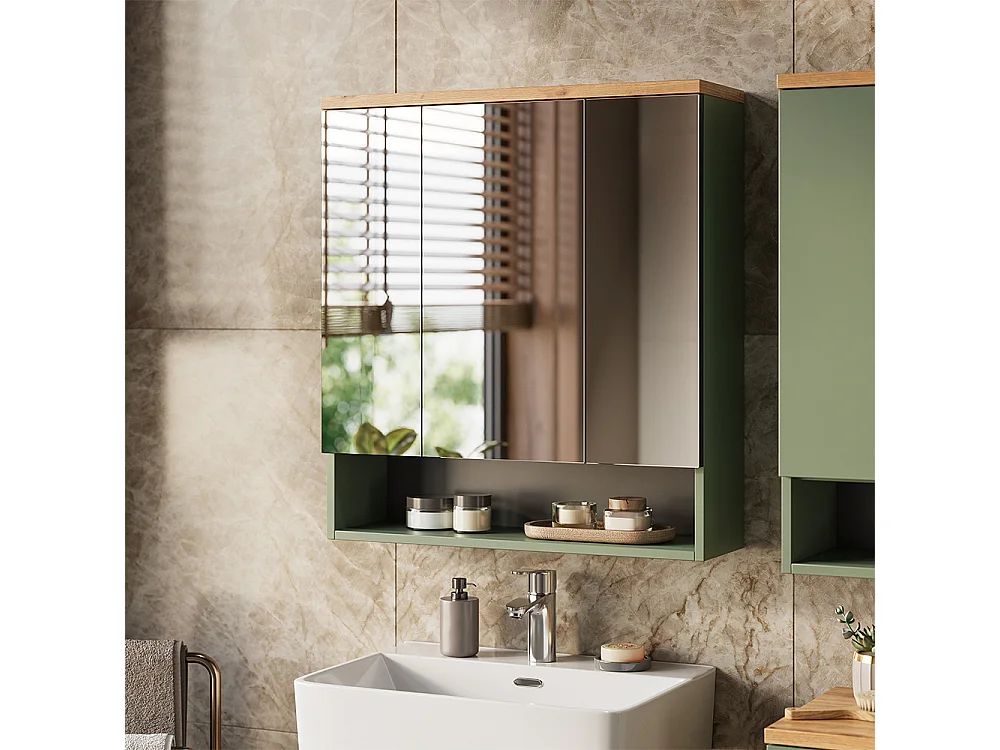 Armario con espejo para baño verde/artesano 70x21.7x77.5 eden