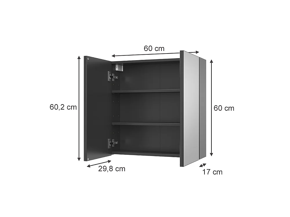 Armoire de toilette anthracite 60x17x60.2 lavia