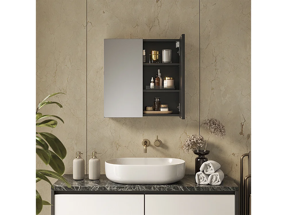 Armoire de toilette anthracite 60x17x60.2 lavia