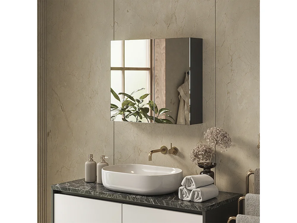 Armario con espejo para baño antracita 70x17x60.2 lavia