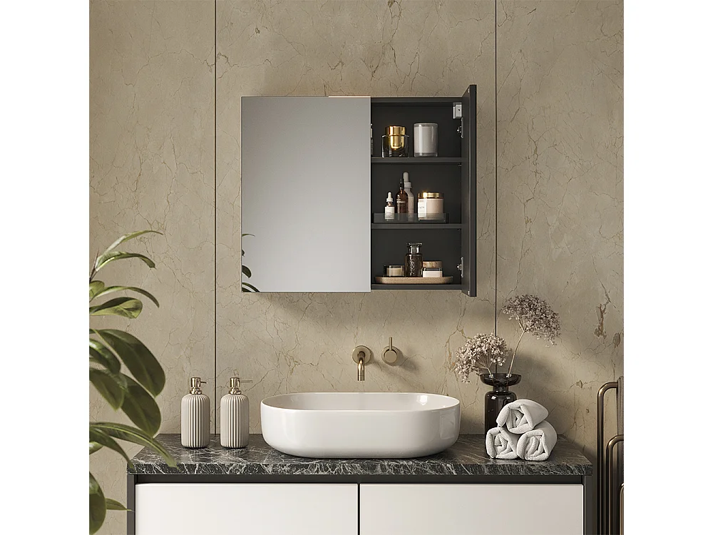 Armario con espejo para baño antracita 70x17x60.2 lavia