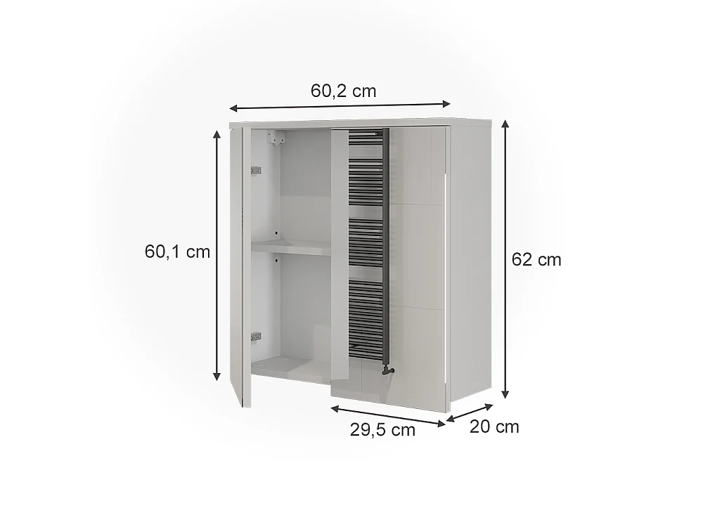 Badkamerspiegelkast wit/artisanaal eiken 60.2x20x62 ruben