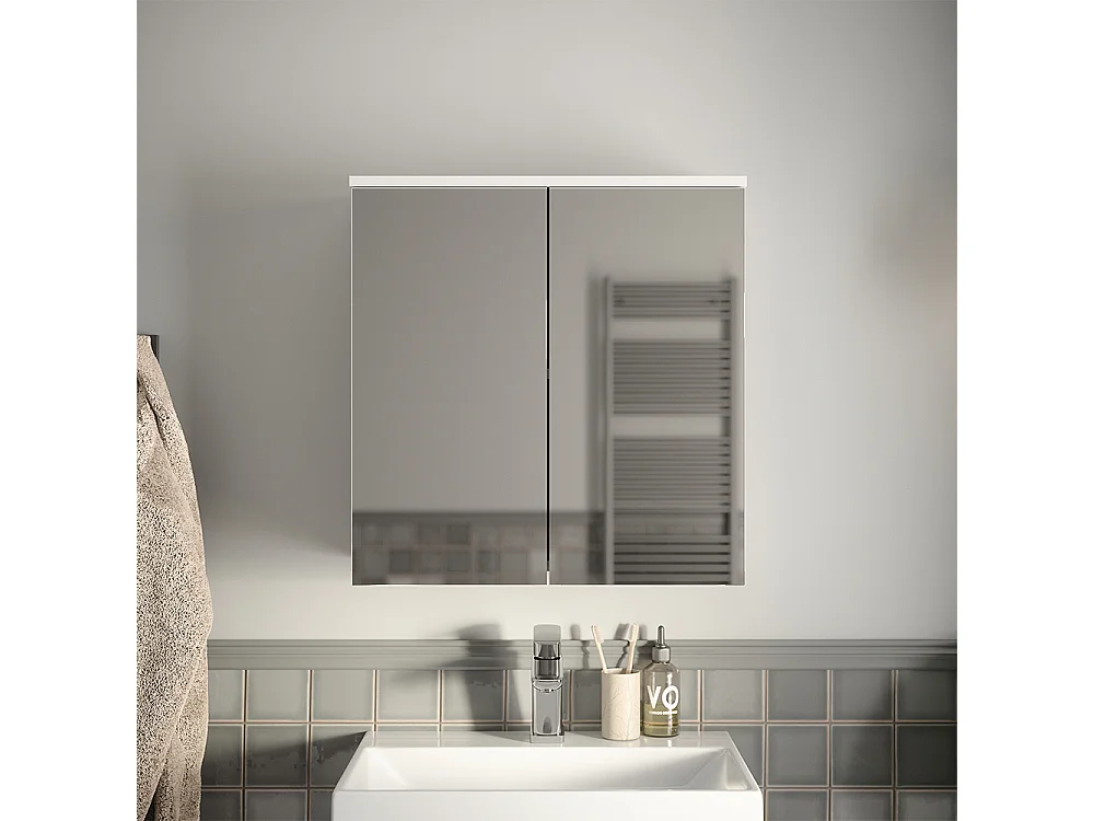 Badkamerspiegelkast wit/artisanaal eiken 60.2x20x62 ruben