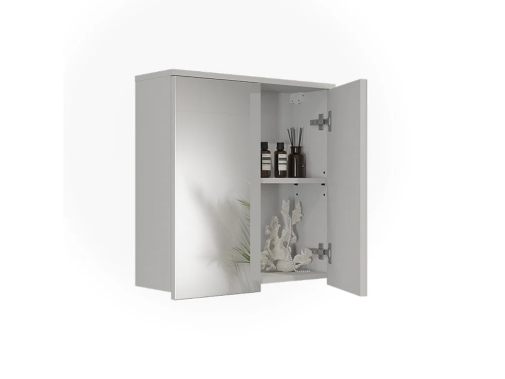 Badkamerspiegelkast wit/artisanaal eiken 60.2x20x62 ruben