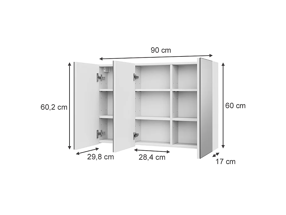 Badkamerspiegelkast wit 90x17x60.2 lavia