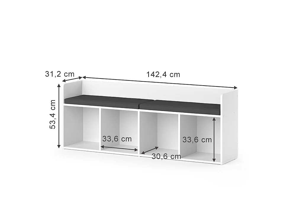 Kids shelf white 142.4x31x53.4 luigi
